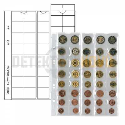 Listy na mince, černá, pro 5 sad Euro mincí, pro alba PUBLICA - Detektory kovů