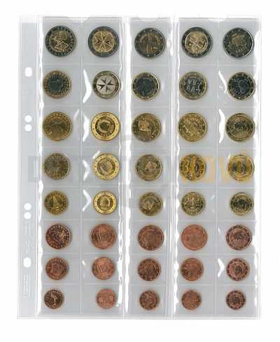 Listy na mince, černá, pro 5 sad Euro mincí, pro alba PUBLICA - Detektory kovů